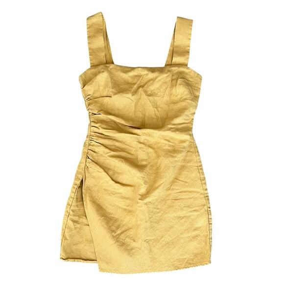 Reformation Women’s Kerrigan Linen Tank Dress in Tuscan Sun Mustard Yellow Sz 0 - Picture 11 of 12